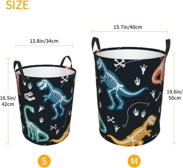 Cartoon Dino Round Laundry Hamper Cute Dinosaurs Animal Storage Basket Toys Clothes Organizer Bin For Home Bathroom Bedroom Dorm Nursery, 62l - Image 4