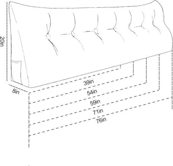 WOWMAX Multifunctional Upholstered Headboard Pillow Twin, Button Tufted Headboard Pillows, Portable Dorm Room Fabric Head Board Removable and Washable Velvet (100% Cotton) Deep Blue - Image 3