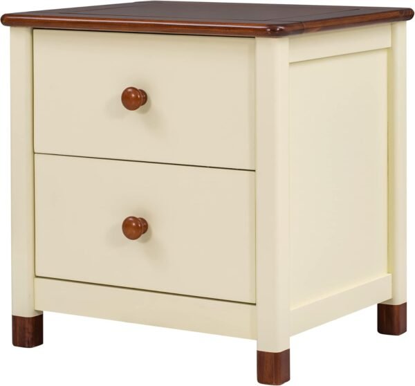 Harper & Bright Designs Wooden Two Drawers Nightstand, Bedside Furniture, Night Stand, End Table with Storage for Bedroom, Living Room, College Dorm (Cream+Walnut) - Image 8