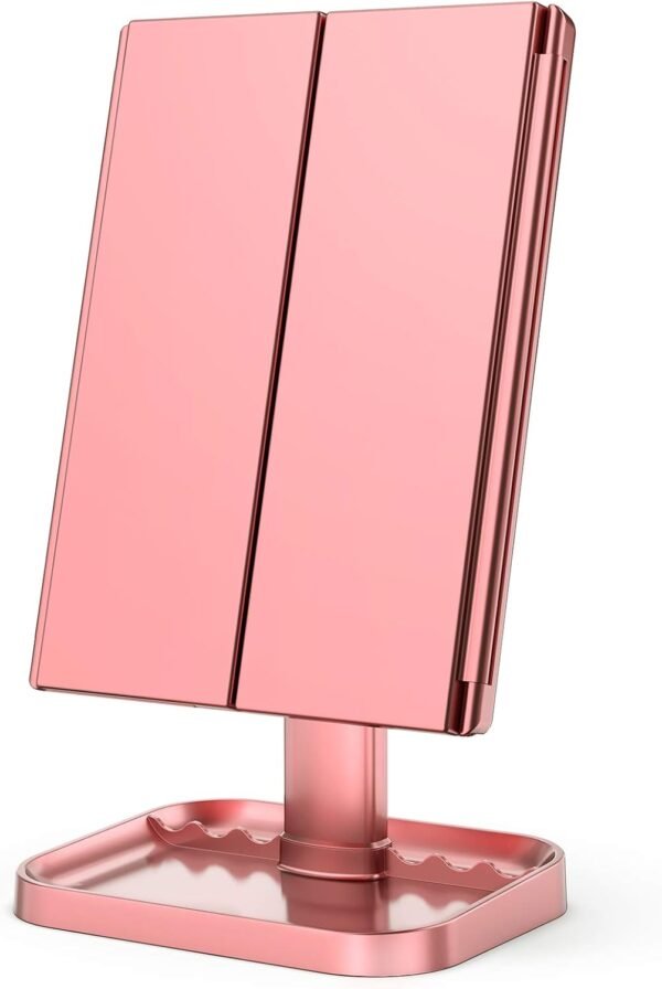 HUONUL Makeup Mirror, 10x3x2X Magnification, Lighted, Touch Control, Trifold, Dual Power Supply, Portable LED, Women Gift - Image 4