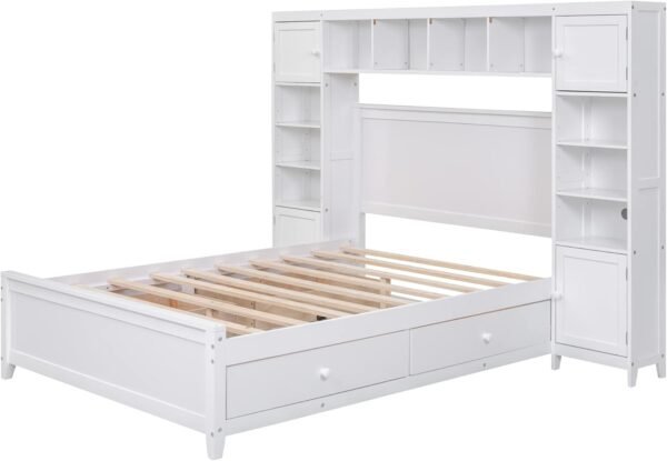 Ball & Cast Full Size Modern Large Platform Bed with All-in-One Cabinet & Shelf,Soild Wooden Bedframe W/ 4 Drawers,Flexible Storage,Space Saving,Easy Assembly,for Bedroom Guest Room Apartment,White - Image 9