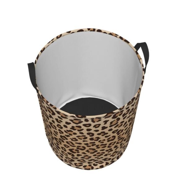 Leopard Print Round Laundry Hamper Animal Skin Texture Storage Basket Toys Clothes Organizer Bin For Home Bathroom Bedroom Dorm Nursery, 62l - Image 3