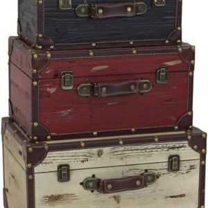 Torrance Wood (Set of 3) Accessories:Boxes & Trunks, Black/White/Red, 3 Count