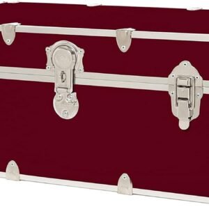 Rhino Trunk & Case Large Armor College Trunk – Secure Dorm Storage Chest – Ideal Footlocker for Students – Strong Trunks with 1000+ Pounds Sitting Capacity 32″x18″x14″ (Wine)