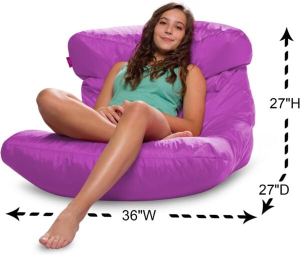 Posh Creations Structured Comfy Seat for Bedrooms and Dorm Rooms, Large Bean Bag Chair, Laguna Lounger, Purple - Image 3