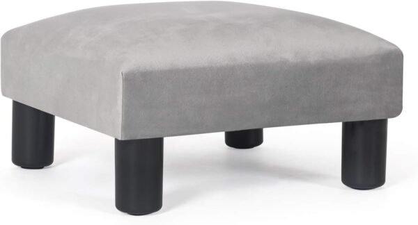 Asense Square Footrest Ottoman Footstools Small Padded Seat with Non-Skid Legs (Light Grey)