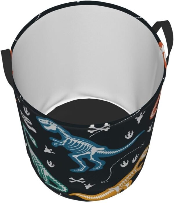 Cartoon Dino Round Laundry Hamper Cute Dinosaurs Animal Storage Basket Toys Clothes Organizer Bin For Home Bathroom Bedroom Dorm Nursery, 62l - Image 2