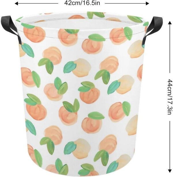 Peach Laundry Storage Basket Waterproof Foldable Laundry Hamper with Handles for Baby Nursery College Dorms Kids Bedroom - Image 2