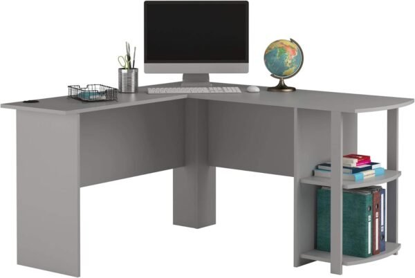 Ameriwood Home Dakota Bookshelves, Dove Gray L Shape Desk - Image 4