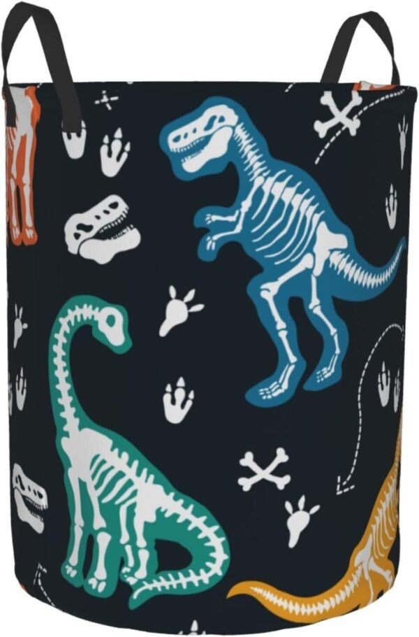 Cartoon Dino Round Laundry Hamper Cute Dinosaurs Animal Storage Basket Toys Clothes Organizer Bin For Home Bathroom Bedroom Dorm Nursery, 62l - Image 8