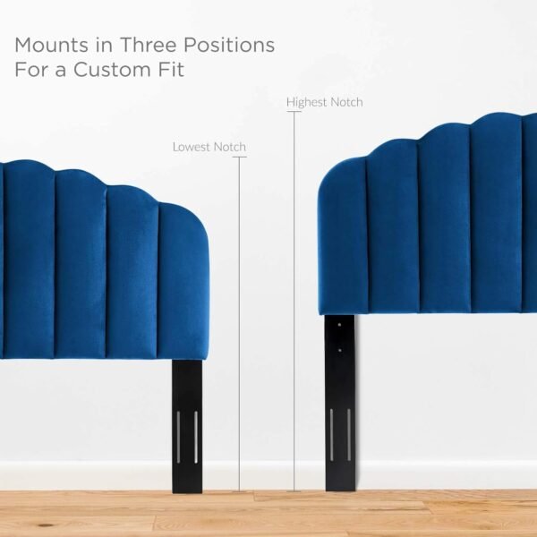 Modway Veronique Channel Tufted Performance Velvet Upholstered King/California King Headboard in Navy - Image 6
