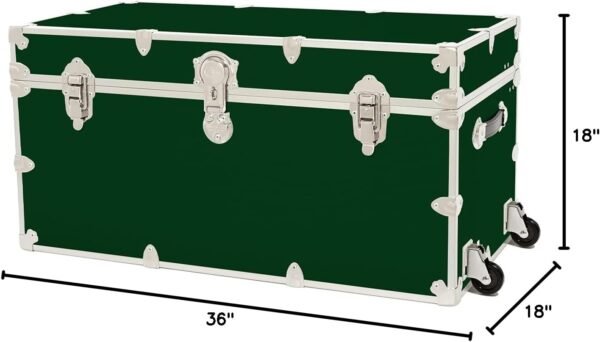 Rhino Trunk & Case Leather Embossed Vinyl XXL Trunk with Removable Wheels, College Chest, Home Storage, Student Footlocker, Strong Trunks, 1000+ Pounds Sitting Capacity 36"x18"x18" (Forest Green) - Image 10