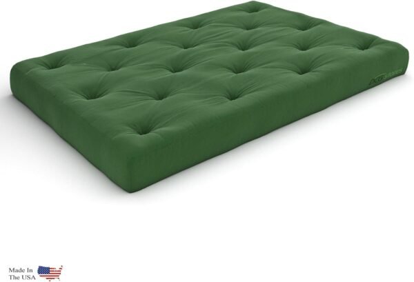 Space Saver Small Futon Sofa Bed, Sleeper Chair Lounger - (Twin Size, Natural Solid Wood) with Green Mattress Made in USA - Image 3