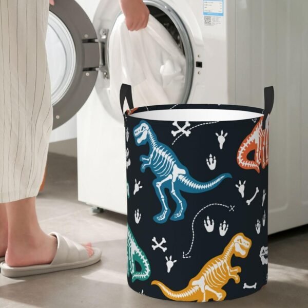 Cartoon Dino Round Laundry Hamper Cute Dinosaurs Animal Storage Basket Toys Clothes Organizer Bin For Home Bathroom Bedroom Dorm Nursery, 62l - Image 6