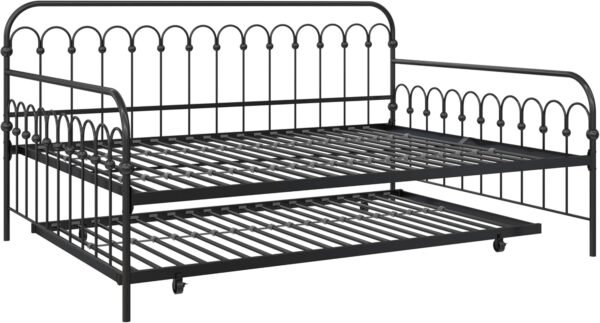 Novogratz Bright Pop Full Metal Daybed with Twin Trundle Bed, Black - Image 7
