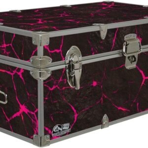 C&N Footlockers Designer Storage Trunks – Hi-Tech Themes – 32 x 18 x 13.5 Inches – Durable and Built to Last – Lockable (Pink Electric Lava)