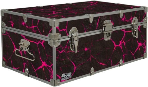 C&N Footlockers Designer Storage Trunks - Hi-Tech Themes - 32 x 18 x 13.5 Inches - Durable and Built to Last - Lockable (Pink Electric Lava)