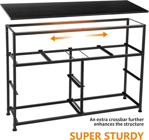 REAHOME Dresser TV Stand for Bedroom with 8 Fabric Drawers, Black Long Dresser Chest of Drawers Large Capacity Steel Frame Wooden Top Living Room Entryway Office (Black Gray) YLZ8B5 - Image 8