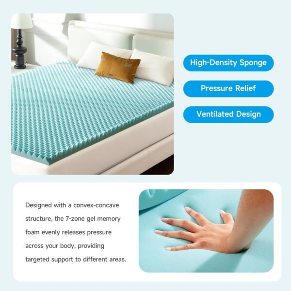 Choc Chick Dual Layer Twin Mattress Topper, 2 Inch Egg Crate Memory Foam Plus 1.5 Inch Pillow Top for Back Pain Relief, Cooling Bed Topper - Image 4