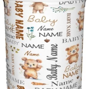 Custom Bear Baby Hamper for Nursery Name Personalized Kids Laundry Basket Baby Room Decor Clothes Hamper Box for Boys Girls Laundry Hamper Collapsible Storage Basket with Handles