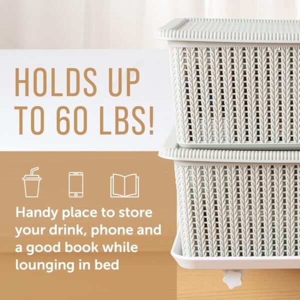 Maplefield Universal Bed Shelf - Clip-On Nightstand - Bedside Caddy for Bed - Great for Bunk Beds, Dorms, Small Spaces, and More - Holds Up to 60 LBS - 12” x 16 [White] - Image 4