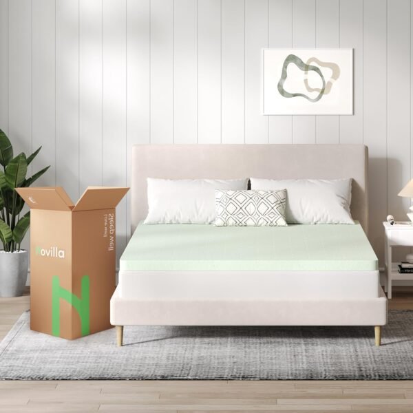 Novilla King Size Mattress Topper, 2 Inch Gel Memory Foam King Mattress Topper for Cool Night Sleep & Enhanced Comfort, CertiPUR-US Certified Foam, Green - Image 7