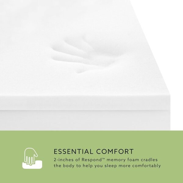 BioPEDIC 2-Inch Twin-XL Size Mattress Topper, Essential Medium Plush Memory Foam Mattress Topper, CertiPUR-US Certified, White, Twin-XL Size (80" L x 39" W x 2" H) - Image 5