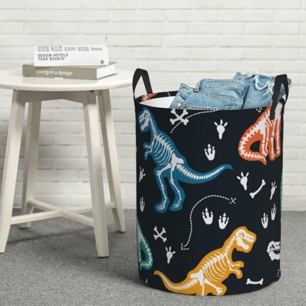 Cartoon Dino Round Laundry Hamper Cute Dinosaurs Animal Storage Basket Toys Clothes Organizer Bin For Home Bathroom Bedroom Dorm Nursery, 62l - Image 7