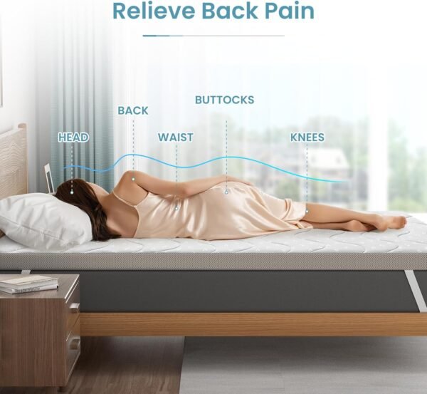 Sleepmax Firm Mattress Topper 4 Inch Twin XL Extra Long - Extra Firm Mattress Pad Bed Topper for Pain Relief - High Density Foam with Washable Cover - CertiPUR-US Certified - Image 4