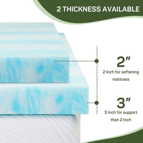 2 Inch Mattress Topper Twin XL Size, Gel Memory Foam Mattress Pad, CertiPUR-US Certified, Ventilated Bed Topper for Pressure Relief Back Pain, Blue - Image 7