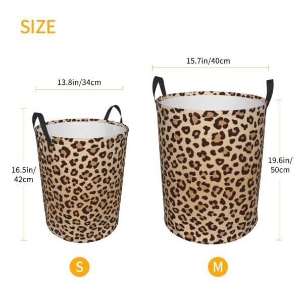 Leopard Print Round Laundry Hamper Animal Skin Texture Storage Basket Toys Clothes Organizer Bin For Home Bathroom Bedroom Dorm Nursery, 62l - Image 5