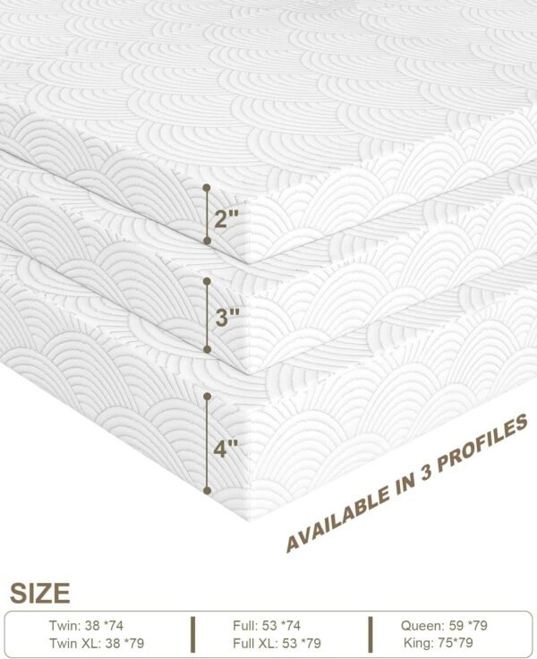 Zenzy 2" Twin Extra Long Firm Memory Foam Mattress Topper, [Removable] [Washable] Cover and [Adjustable] Straps, CertiPUR-US Certified Firm Mattress Topper Twin XL for College Dorm- Beige - Image 8