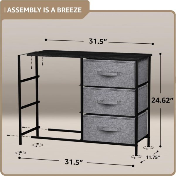 Sorbus Dresser with 6 Drawers - Chest Organizer Unit with Steel Frame Wood Top & Handle Easy Pull Fabric Bins for Clothes - Storage Furniture for Bedroom, Hallway, Living Room, Nursery & Closet - Image 3