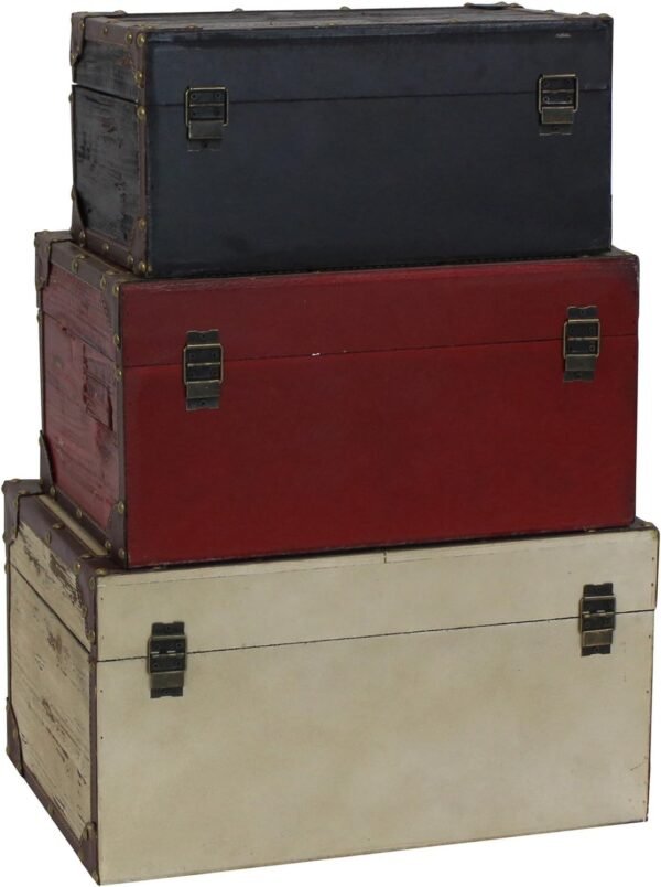 Torrance Wood (Set of 3) Accessories:Boxes & Trunks, Black/White/Red, 3 Count - Image 2