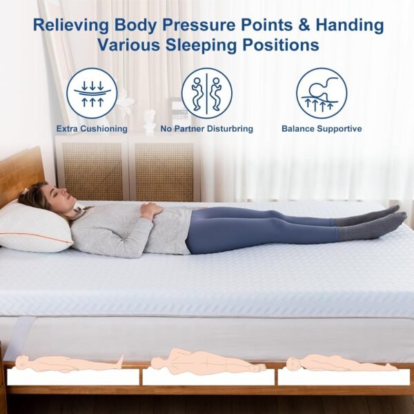 Maxzzz 3 Inch Gel Memory Foam Mattress Topper King Size High Density Bed Mattress Topper Pressure Relief Bed Topper with Remover Soft Cover, Certipur-Us & Oeko-Tex Certified - Image 7