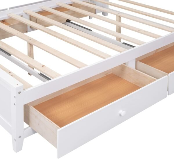 Ball & Cast Full Size Modern Large Platform Bed with All-in-One Cabinet & Shelf,Soild Wooden Bedframe W/ 4 Drawers,Flexible Storage,Space Saving,Easy Assembly,for Bedroom Guest Room Apartment,White - Image 8