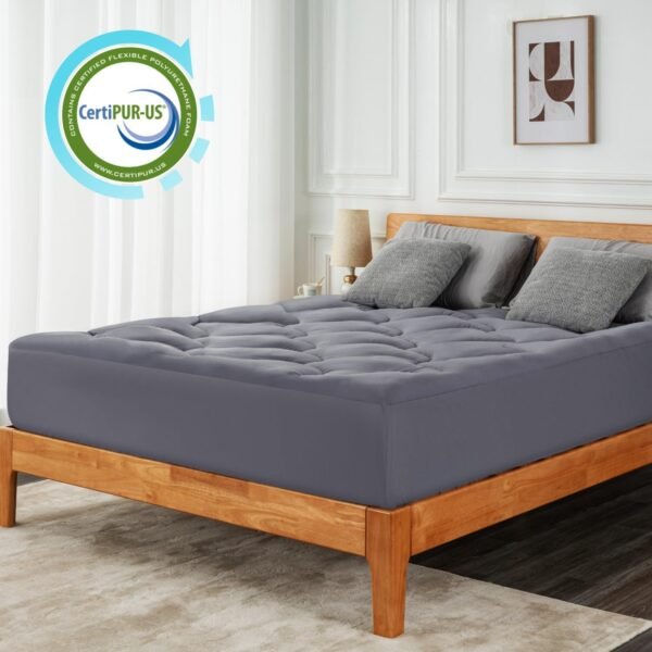 MUUEGM Queen Size Dual Layer 4 Inch Memory Foam Mattress Topper, 3 Inch Gel Memory Foam and 1 Inch Cooling Breathable Pillow Top Protector with Stretchable Pockets for 8-21 inches Mattress, Grey - Image 8