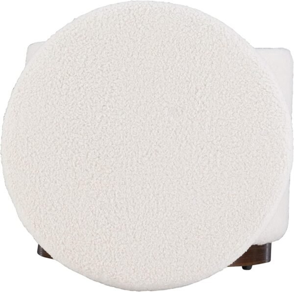 Linon Lexington Natural Sherpa Round Storage Ottoman with Wood Accent - Image 13