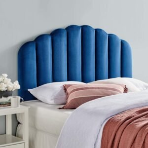Modway Veronique Channel Tufted Performance Velvet Upholstered King/California King Headboard in Navy