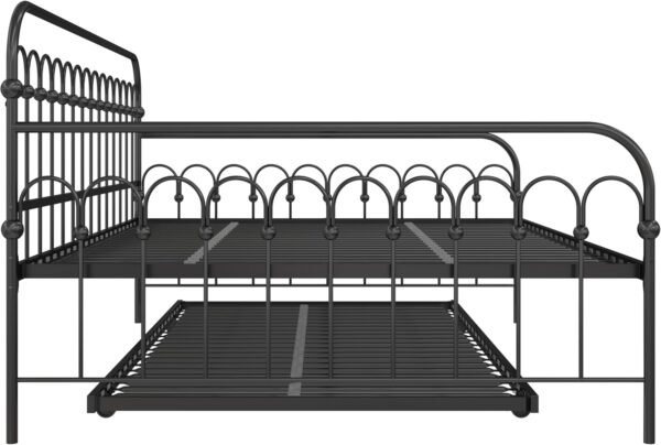 Novogratz Bright Pop Full Metal Daybed with Twin Trundle Bed, Black - Image 11
