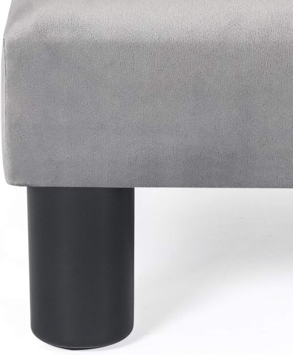 Asense Square Footrest Ottoman Footstools Small Padded Seat with Non-Skid Legs (Light Grey) - Image 4