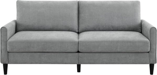 72.8'' Upholstered Modern Sofa, 3 Seater Comfy Couch for Bedroom and Living Room, Designed for Small Spaces, Apartment, Bedroom, Dorm, Office, Easy Assembly (Brushed Fabric, Light Grey)