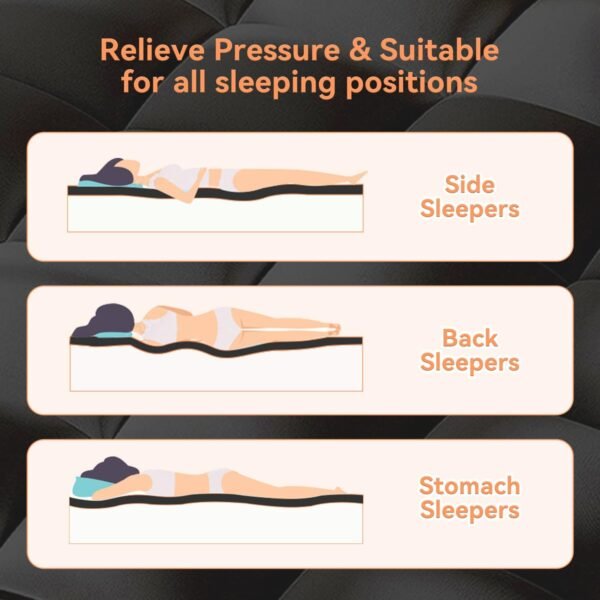 Twin XL Mattress Topper for Back Pain, Extra Thick Pillow Top Mattress Pad Cover with 8"-21" Deep Pocket, Soft Mattress Protector Filled Down Alternative for College Dorm (Black, Twin XL) - Image 5