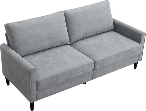 72.8'' Upholstered Modern Sofa, 3 Seater Comfy Couch for Bedroom and Living Room, Designed for Small Spaces, Apartment, Bedroom, Dorm, Office, Easy Assembly (Brushed Fabric, Light Grey) - Image 4