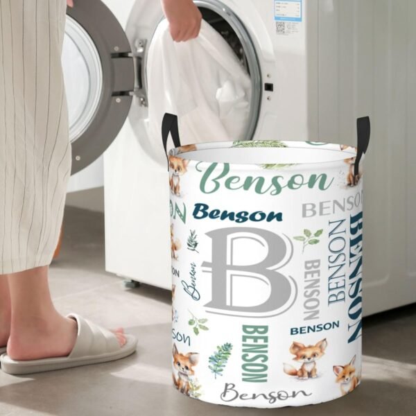 Personalized Fox Baby Laundry Hamper Kids Name Laundry Baby Baskets Waterproof Storage Bin Custom Clothes Nursery Hampers Collapsible Hamper Baby Gift Baskets for Boy Girl - Image 5