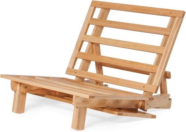 Space Saver Small Futon Sofa Bed, Sleeper Chair Lounger - (Twin Size, Natural Solid Wood) with Green Mattress Made in USA