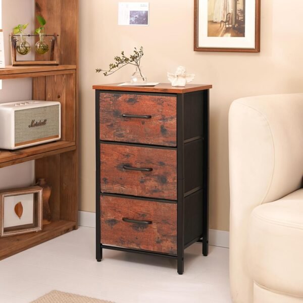 Yoobure Nightstand with 3 Fabric Drawers, Storage Drawers Small Dresser for Bedroom, Night Stands Bedside Tables Closet Drawers Dressers & Chests Organizer Unit Fabric Dresser for Hallway College Dorm - Image 7