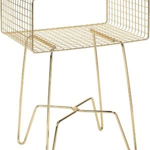 mDesign Modern Industrial Side Table with Storage Shelf, 2-Tier Metal Minimal End Table, Metallic Caged Grid – Accent Furniture for Living Room, Bedroom, Office, Dorm, Concerto Collection, Soft Brass