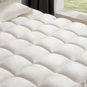 TwinXL Mattress Topper Pillow Top Mattress Cover Quilted Fitted Mattress Protector, Mattress Pad with 8″-21″ Deep Pocket, 7D Snow Down Alternative Fill, Beige