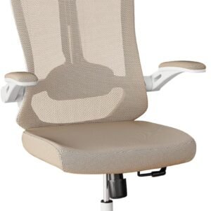 Ergonomic Office Chair – 400LB Comfy Desk Chairs with Headrest and Back Support, Heavy Duty Mesh Computer Chair with Wheels and Arms for Home Office, Study, Bedroom and College Dorm (Beige)